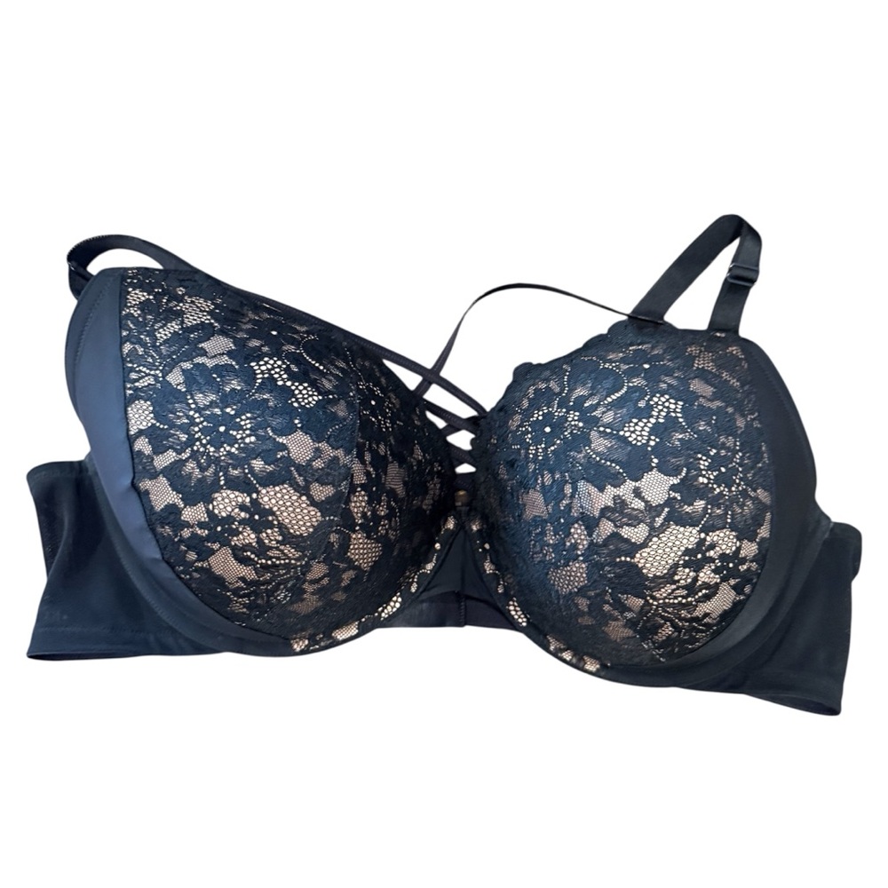 Torrid XO Plunge Push Up Floral Lace 360° Back Smoothing Bra, size 48D